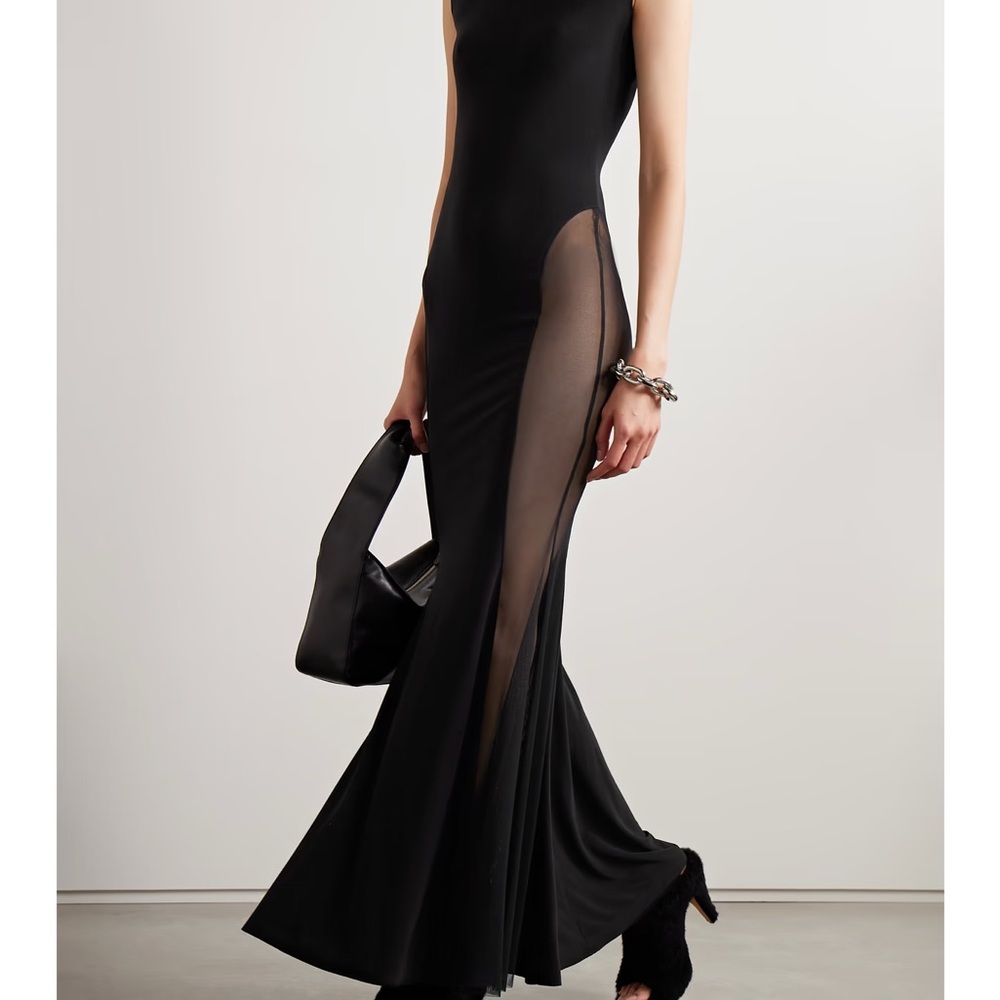 Norma Kamali Black Sheer Maxi Dress